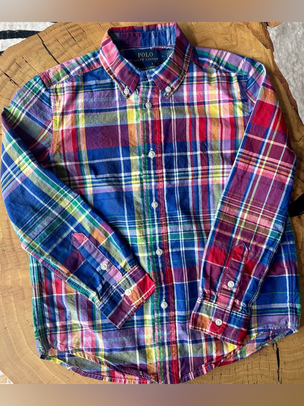 Polo Ralph Lauren Boys Size 7, Plaid Long Sleeve Button up shirt.